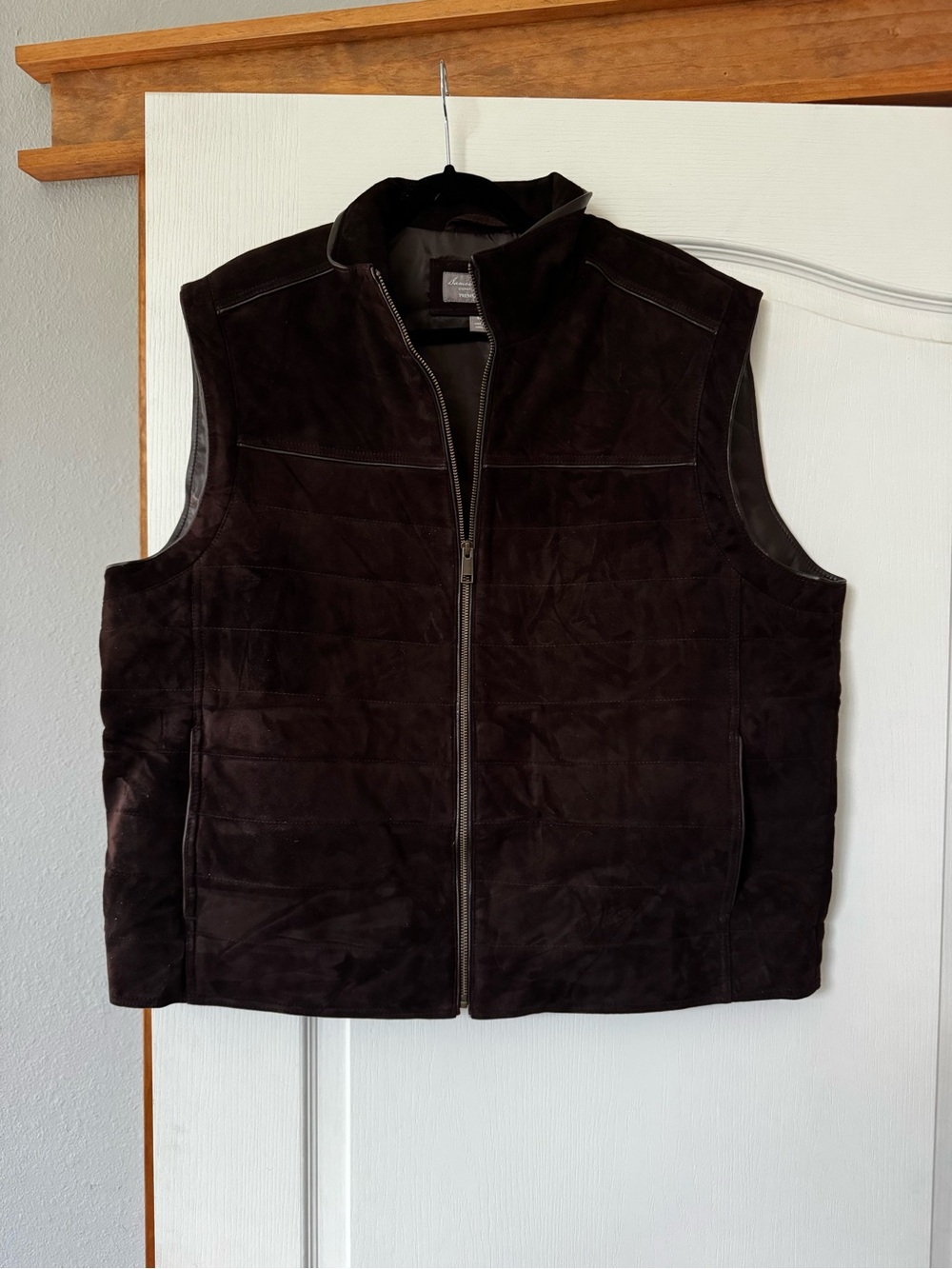 Daniel Cremieux Dark Brown Suede Quilted Zip Vest